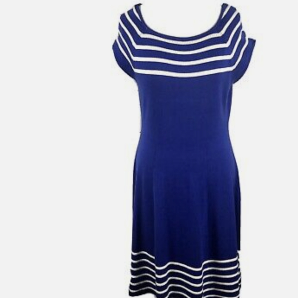 Eliza J Sweater Dress Fit & Flare Blue Petite Small